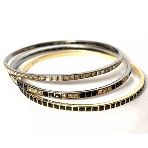 3 SWAROVSKI Silver Gold Black Crystal Bracelets